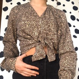 Size small button up animal print top